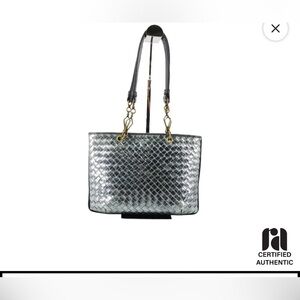 Bottega Veneta Silver Intrecciato leather chain tote